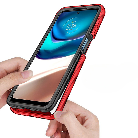 Θήκη για Motorola Moto G42 4G, Shockproof, με μεμβράνη, κόκκινη