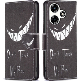 Θήκη με πτερύγιο για Infinix Hot 30, Wallet, Don't Touch My Phone, μαύρη