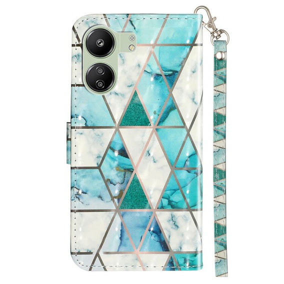 Θήκη με πτερύγιο για Xiaomi Redmi 13C / Poco C65, Wallet, Marble πράσινη
