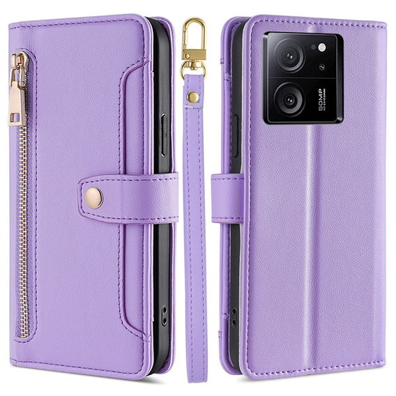 Θήκη με πτερύγιο για Xiaomi 13T / 13T Pro / Redmi K60 Ultra, Wallet Zipper Pocket, μωβ