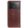 θήκη με πτερύγιο για Xiaomi Poco F6 Pro, Split Leather, καφέ