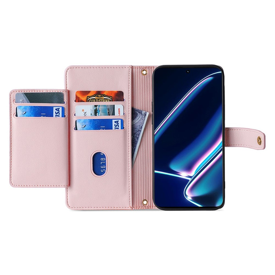 Θήκη με πτερύγιο για Realme 11 Pro 5G / Pro+ 5G, Wallet Zipper Pocket, ροζ