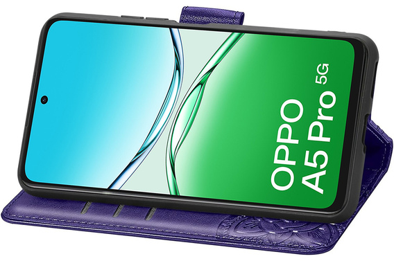 Θήκη με πτερύγιο για Oppo A5 Pro 5G, Butterfly, μωβ