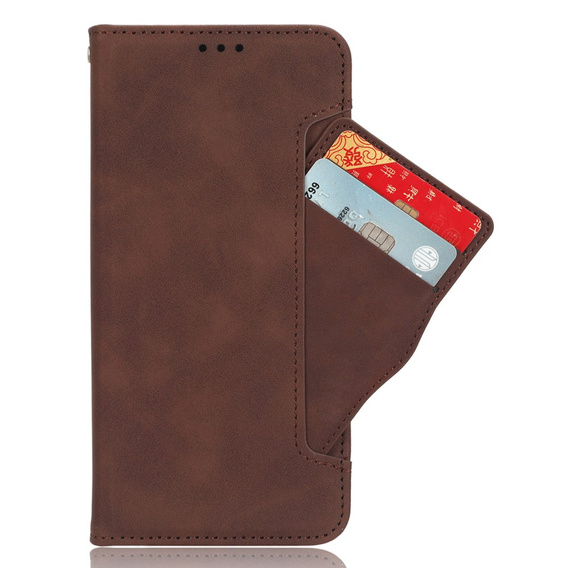 Θήκη με πτερύγιο για Xiaomi Poco F7 Pro, Card Slot, καφέ