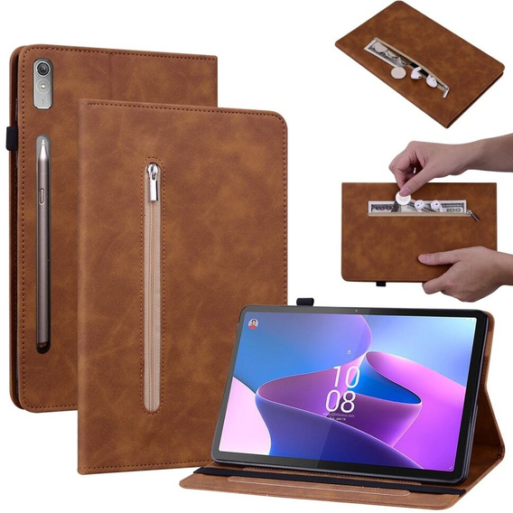 Θήκη για Lenovo Tab P11 Pro Gen 2, Wallet Pen Slot, καφέ