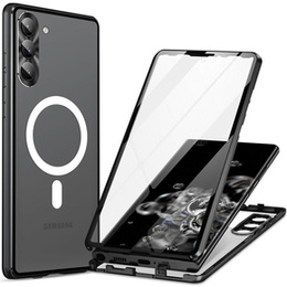 Μαγνητική θήκη MagSafe Dual Glass για Samsung Galaxy S24, μαύρη