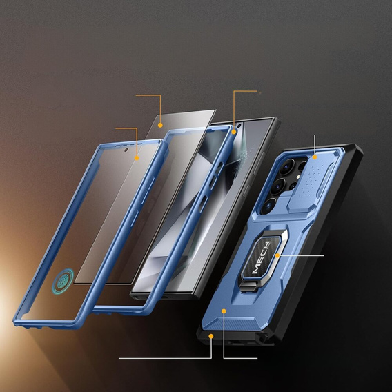 Θήκη για Samsung Galaxy S24 Ultra, Tongate MECH Series με βάση στήριξης, πράσινη