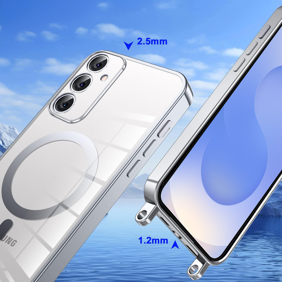 Θήκη για Samsung Galaxy S25, Electro MagSafe, ασημένια + κορδόνι