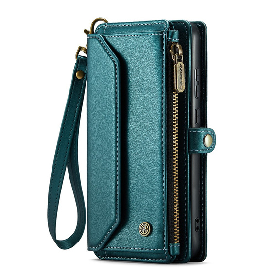θήκη CASEME για Samsung Galaxy A55 5G, RFID Leather Wallet, με λουράκι ώμου, πράσινη