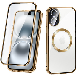 Μαγνητική θήκη MagSafe Dual Glass για iPhone 16, χρυσή