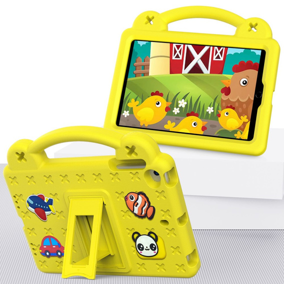 Παιδική θήκη για iPad mini 7.9" 2019/2015/2014/2013/2012 (5/4/3/2/1 gen.), Cute Patterns, με βάση, κίτρινη