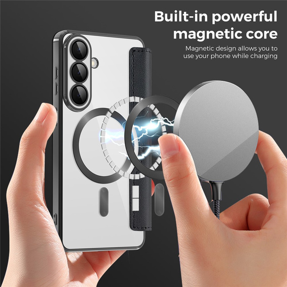 Θήκη με πτυσσόμενο καπάκι RFID Wallet MagSafe με προστασία κάμερας για Samsung Galaxy S26, μαύρη