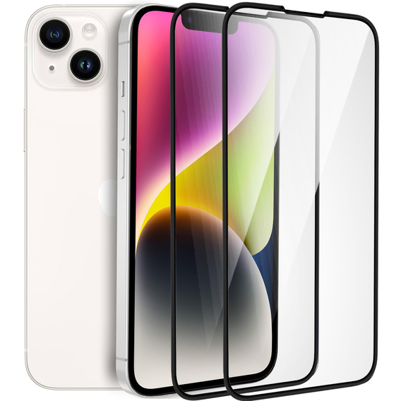 2x Μετριασμένο γυαλί για iPhone 14 Plus, ERBORD 3D πλήρης οθόνη