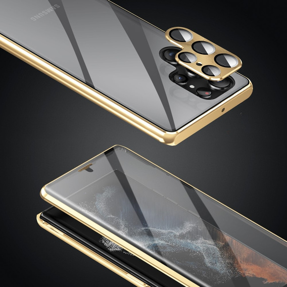 θήκη για το Samsung Galaxy S23 Ultra, Magnetic Dual Glass, χρυσή