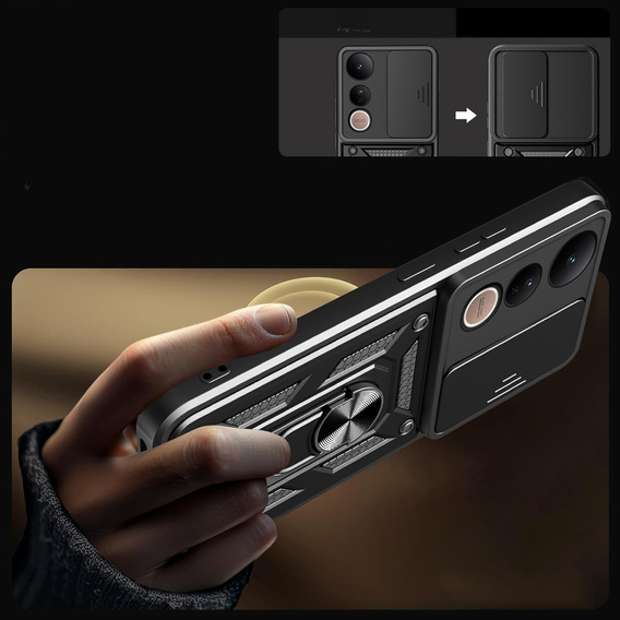 Θήκη για Vivo V50 Lite 4G / 5G, CamShield Slide, μαύρη