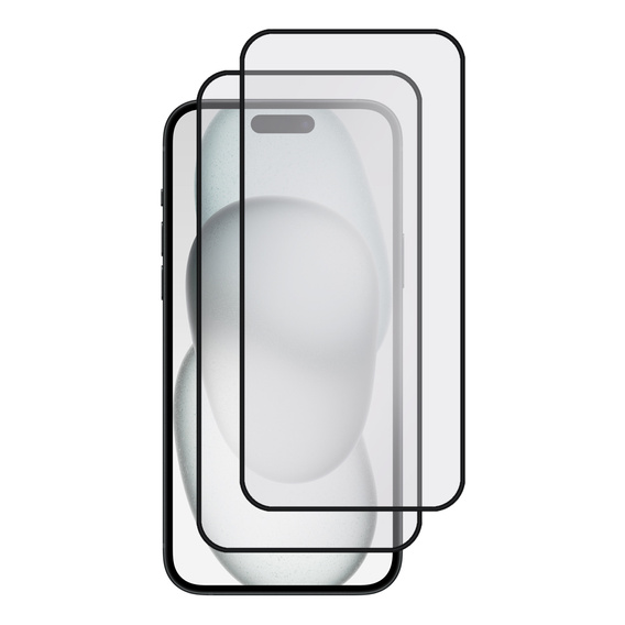 2x Μετριασμένο γυαλί για iPhone 15 Plus, ERBORD 3D πλήρης οθόνη