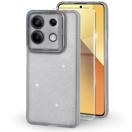 Θήκη για Xiaomi Redmi Note 13 5G, Glittery Powder, γκρι + 9H tempered glass
