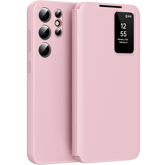 Αναδιπλούμενη θήκη για Samsung Galaxy S25+ Plus, Smart View Wallet, ροζ