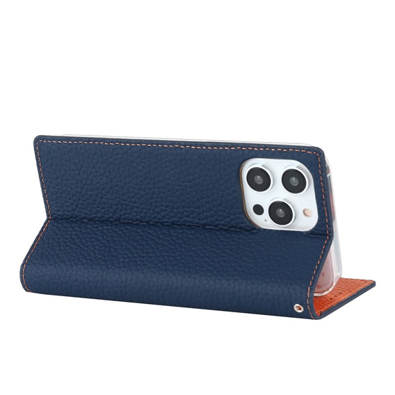 Θήκη με πτερύγιο για iPhone 14 Pro Max, Litchi Skin Grain, σκούρο μπλε