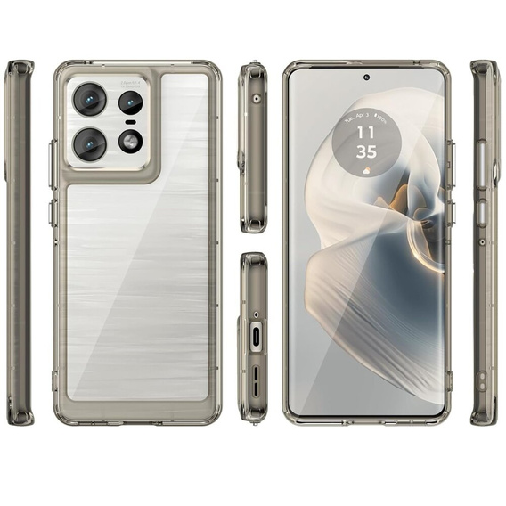 Θήκη για Motorola Edge 50 Pro, Fusion Hybrid, διαφανής / γκρι