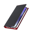 Θήκη με πτερύγιο για iPhone 15, Litchi Skin Grain, μαύρη