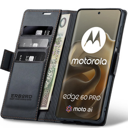 ERBORD Γυαλιστερό πορτοφόλι Litchi με πτερύγιο για Motorola Edge 60 Pro
