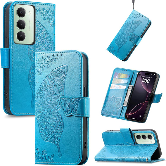 Θήκη με πτερύγιο για Xiaomi Redmi 15 5G / 4G, Butterfly, μπλε