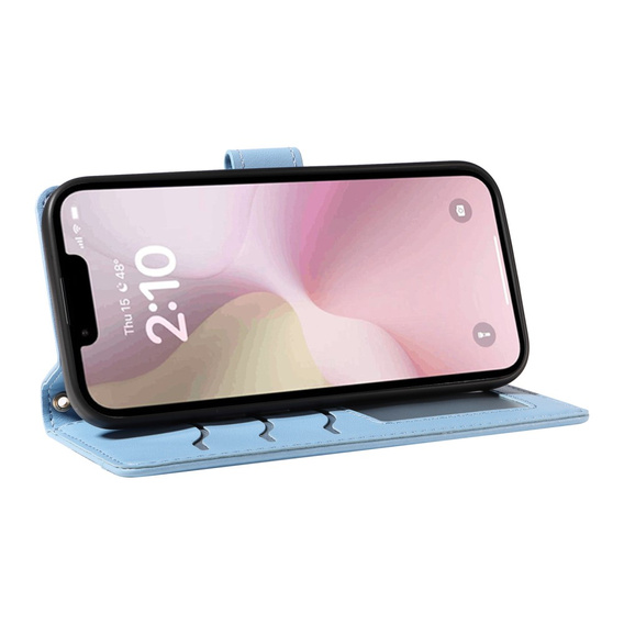 θήκη πτερύγιο για iPhone 16E, Rhombus Crossbody Leather, μπλε