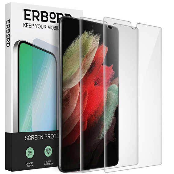 2x Κεραμικό υβριδικό γυαλί ERBORD για Samsung Galaxy S21 Ultra