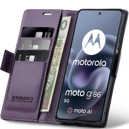 ERBORD Γυαλιστερό πορτοφόλι Litchi με πτερύγιο για Motorola Moto G86 5G / G86 Power 5G