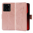 Θήκη με πτερύγιο για Xiaomi 13T / 13T Pro, Butterfly, ροζ rose gold