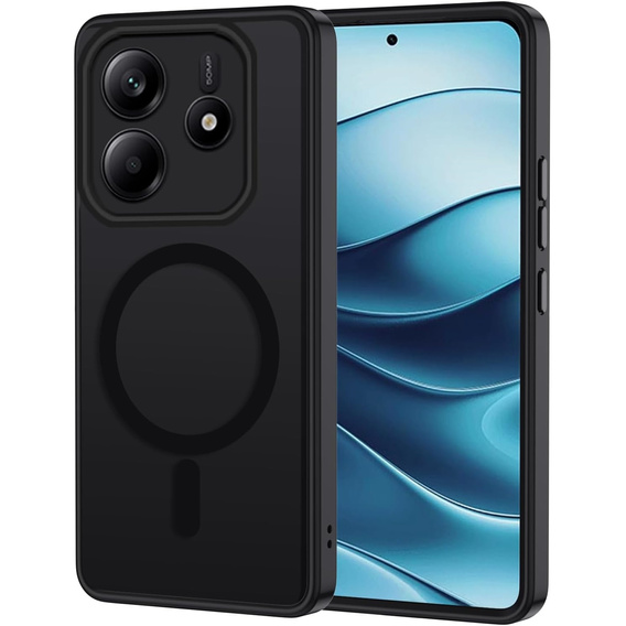 Θήκη για Xiaomi Redmi Note 14 5G, για MagSafe, ERBORD Μatt Case, μαύρη + Γυαλί οθόνης