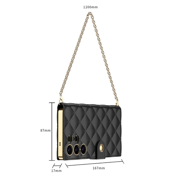 Αναδιπλούμενη θήκη για Samsung Galaxy S23 Ultra, GKK Mirror Wallet, μαύρη