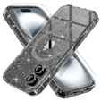 Θήκη για iPhone 16, ERBORD Glitter MagSafe, μαύρη + Γυαλί οθόνης