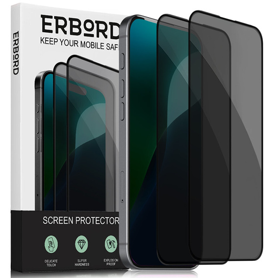 Γυαλί ERBORD Anti-Spy για iPhone 17 Pro / 17 / 16 Pro, ERBORD Anti-Spy Σκληρυμένο