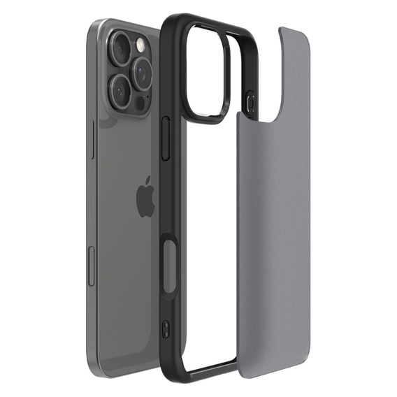 θήκη Spigen για iPhone 16 Pro Max, Ultra Hybrid, μαύρο / ματ + μετριασμένο γυαλί 9H