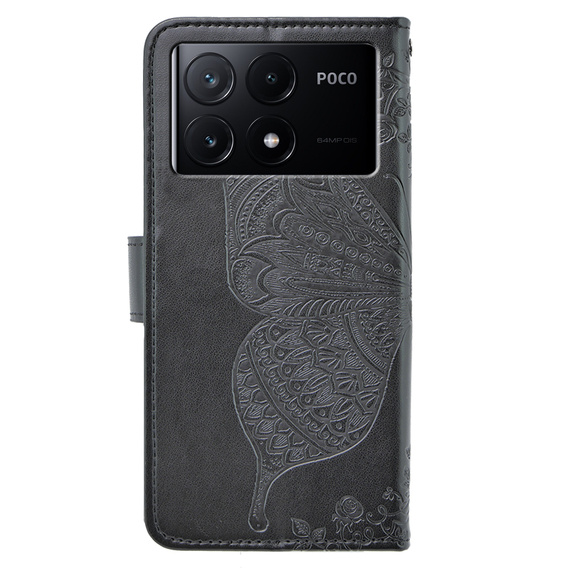 Θήκη με πτερύγιο για Xiaomi Poco X6 Pro 5G, Butterfly, μωβ