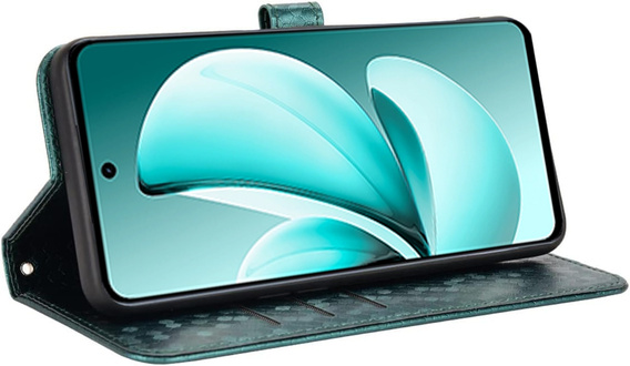 θήκη πτερύγιο για Realme C71, Wallet Rhombus, πράσινη