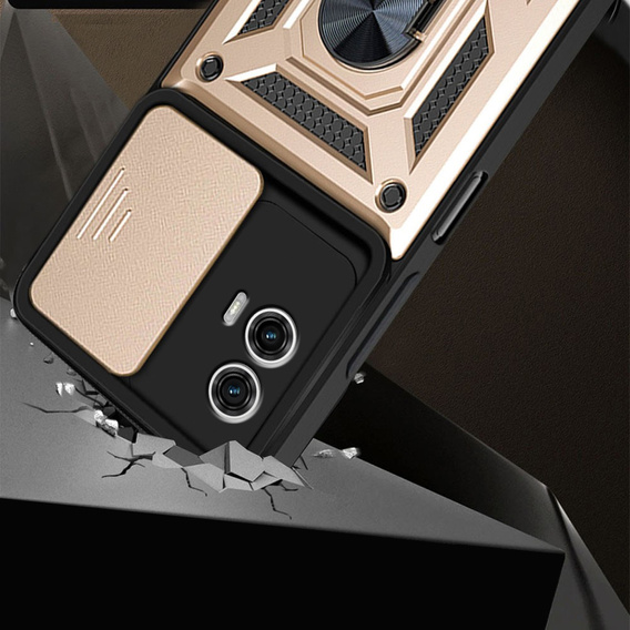 Θήκη για Motorola Moto G73 5G, CamShield Slide, χρυσός