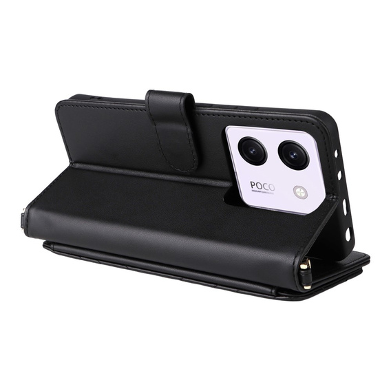 Θήκη με πτερύγιο για Xiaomi Poco M7 Pro 5G, Crossbody Leather Wallet, μαύρη