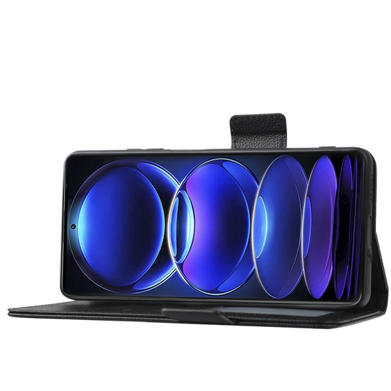 Θήκη με πτερύγιο για Xiaomi Redmi Note 12 5G / POCO X5 5G, Wallet Litchi Magnet, μαύρη