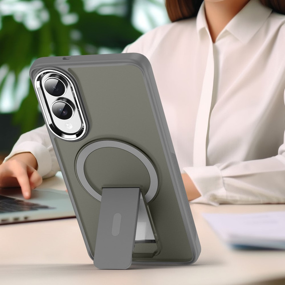 Θήκη για Samsung Galaxy S25 Edge, Kickstand Matt Case, για MagSafe, γκρι τιτάνιο