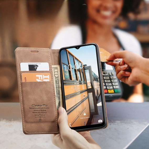 θήκη CASEME για Samsung Galaxy M33 5G, Leather Wallet Case, καφέ