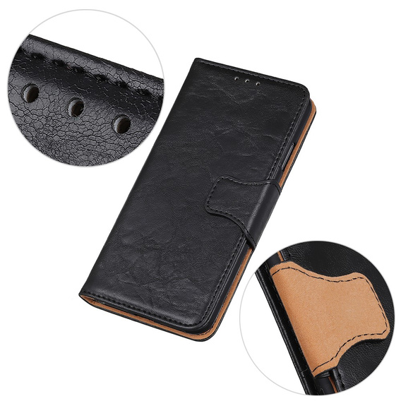 Θήκη με πτερύγιο για Samsung Galaxy S25 Edge, Crazy Horse Wallet, μαύρη