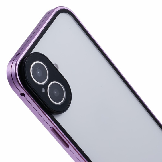θήκη για το iPhone 16, Magnetic Dual Glass, μωβ