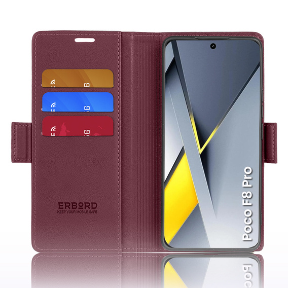 Θήκη με καπάκι ERBORD Glossy Litchi για Xiaomi Poco F8 Pro