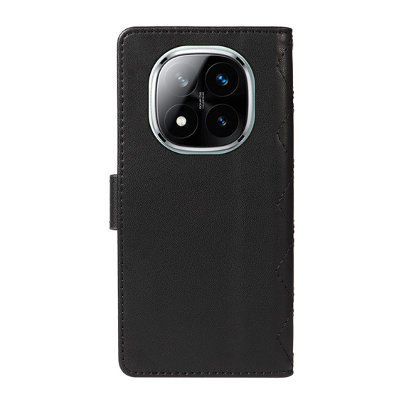 θήκη πτερύγιο για Xiaomi Redmi Note 14 Pro 5G / Xiaomi Redmi Note 14 Pro+ 5G / Xiaomi Poco X7 5G, Rhombus Crossbody Leather, μαύρη