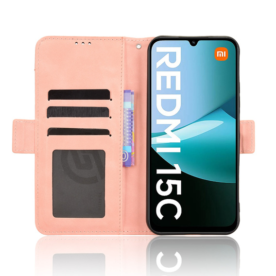 Θήκη με πτερύγιο για Xiaomi Redmi 15C 4G/LTE, Card Slot, ροζ