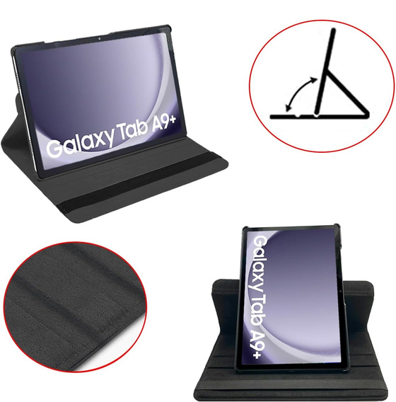 Θήκη για Samsung Galaxy Tab A9+ TB330FU 10.95", Περιστρεφόμενη 360, μαύρη