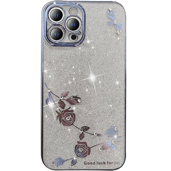 Θήκη για iPhone 12 Pro Max, Glitter Flower, μπλε